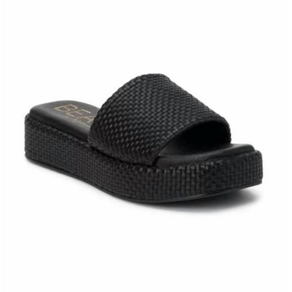 Beach by Matisse Black Maui Platform Slide Sandals Womens 6